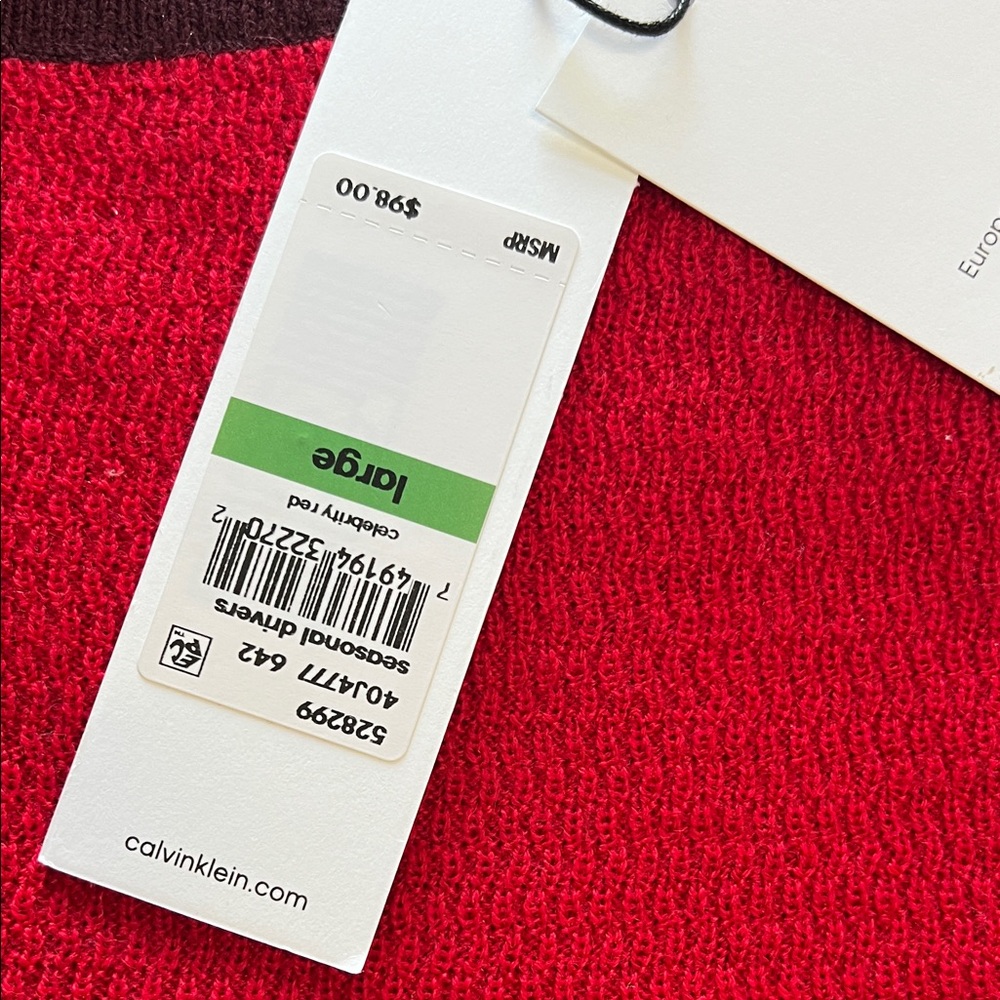Calvin Klein Red Crewneck Sweater with Dark Trim - Picture 5 of 6